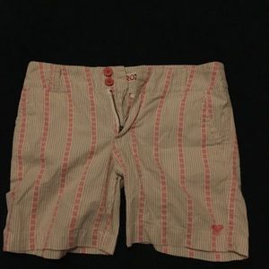 Bermuda striped shorts.
